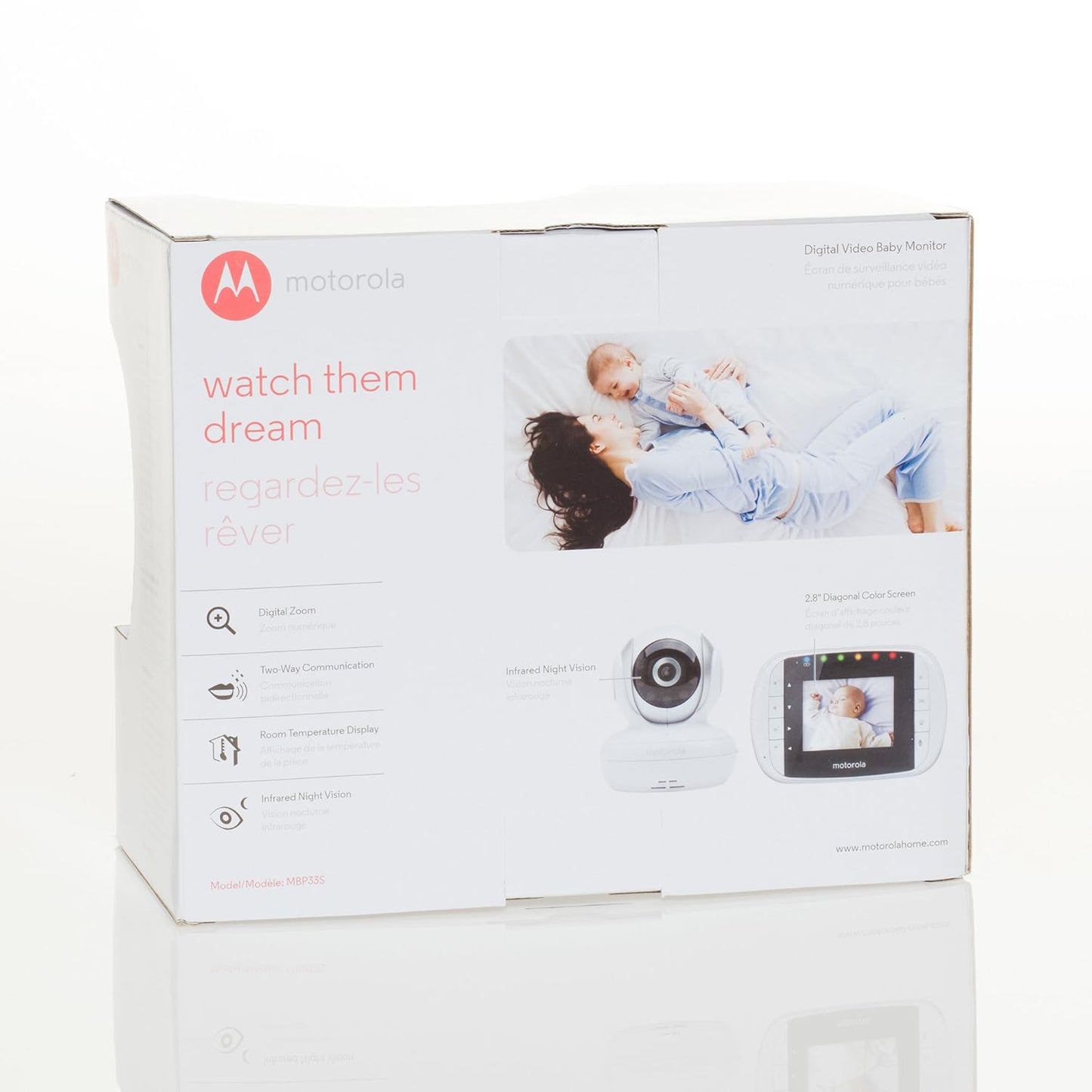 motorola MBP33S Wireless Video Baby Monitor with 2.8-Inch Color LCD Zoom and Enhanced Two-Way Audio 720p