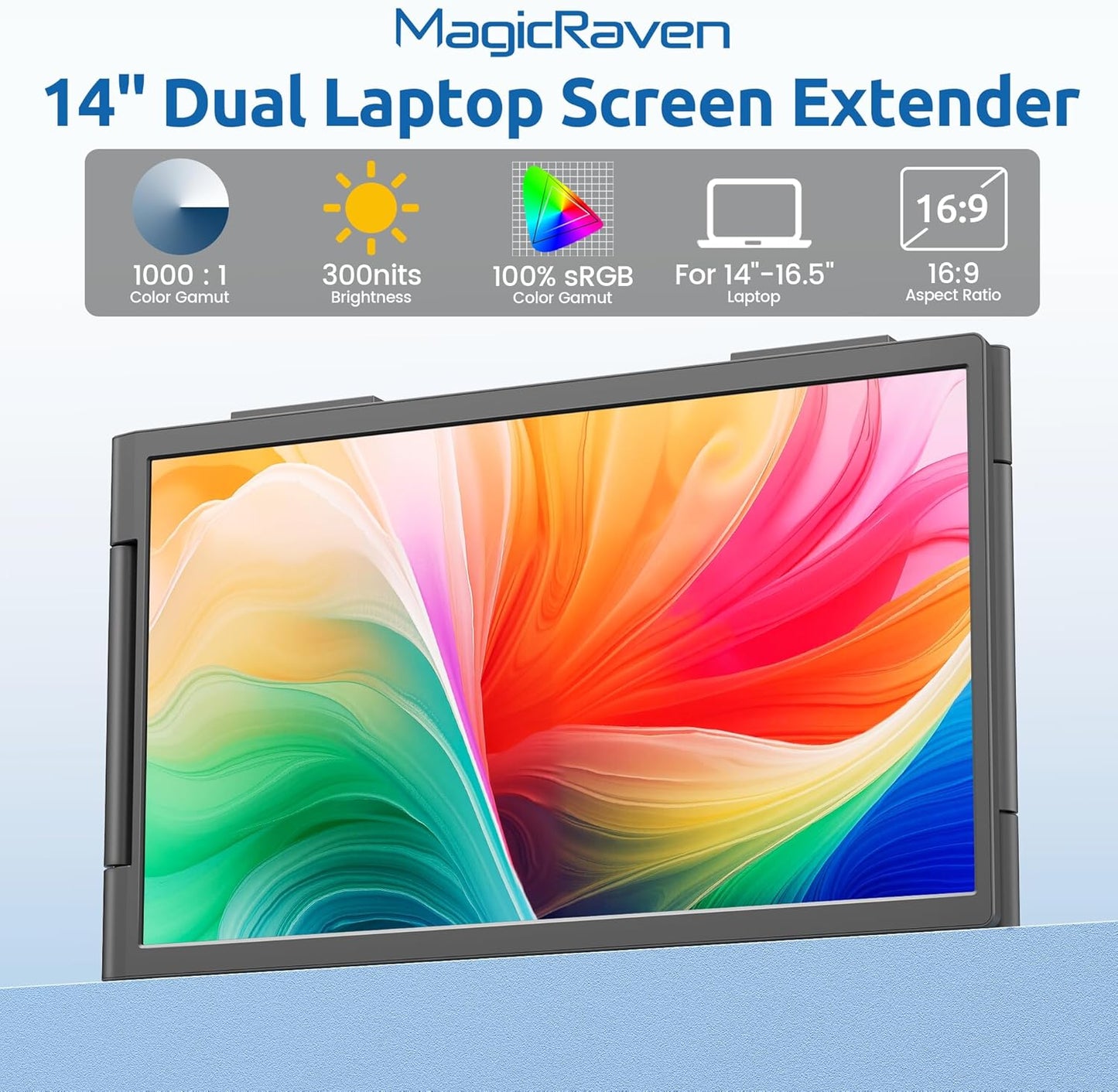 14" Dual Screen Portable Monitor for Laptop (One Unit)