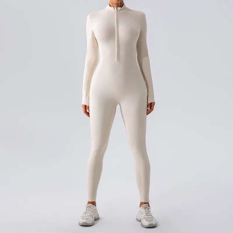 1 - High Elastic Zipper Yoga Jumpsuit Women - buyXall