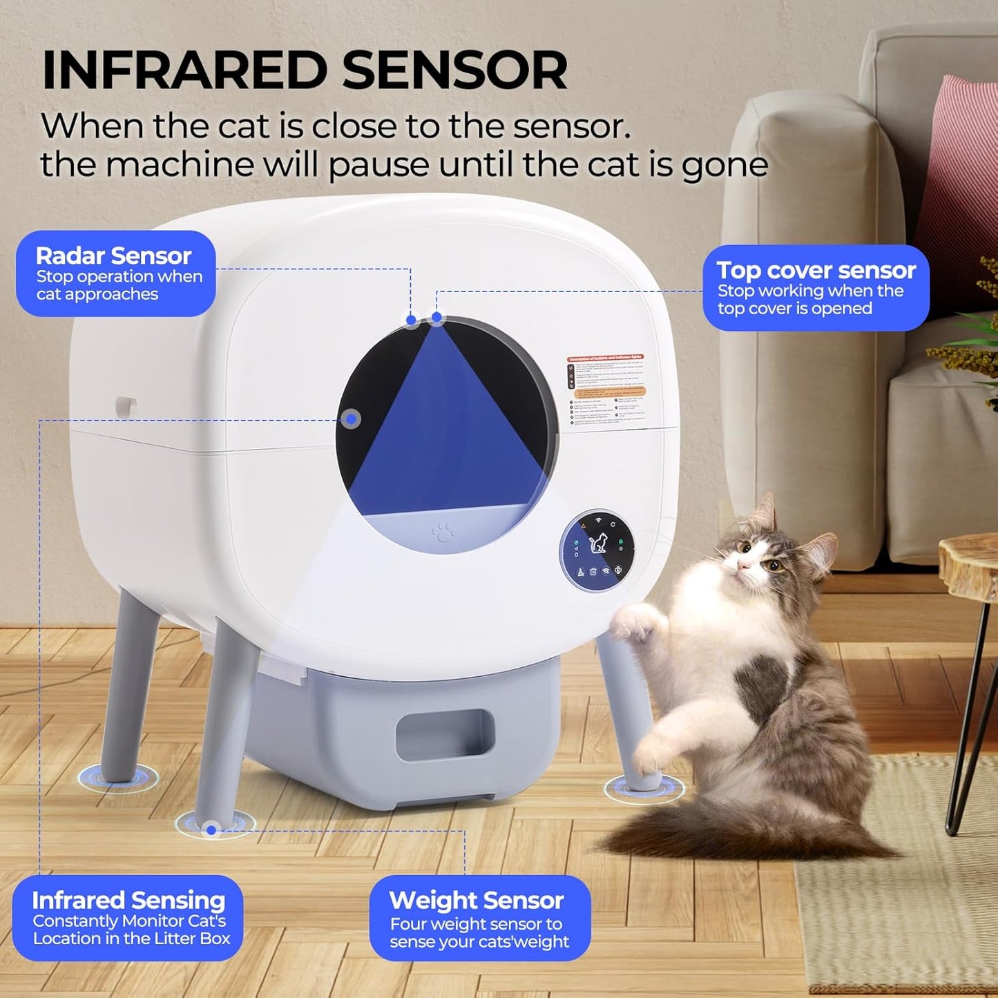 Heifriday Auto-Clean Smart Litter Box for Multiple Cats