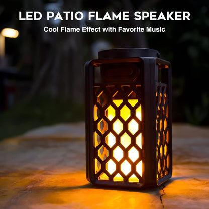 Outdoor Bluetooth Speaker with Flame Atmosphere Waterproof Wireless Speaker with Wall Mount/Stake/Hook