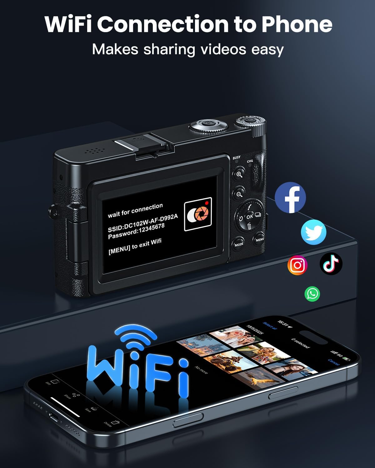 4K 64MP Pro Photo Camera with 12X Zoom