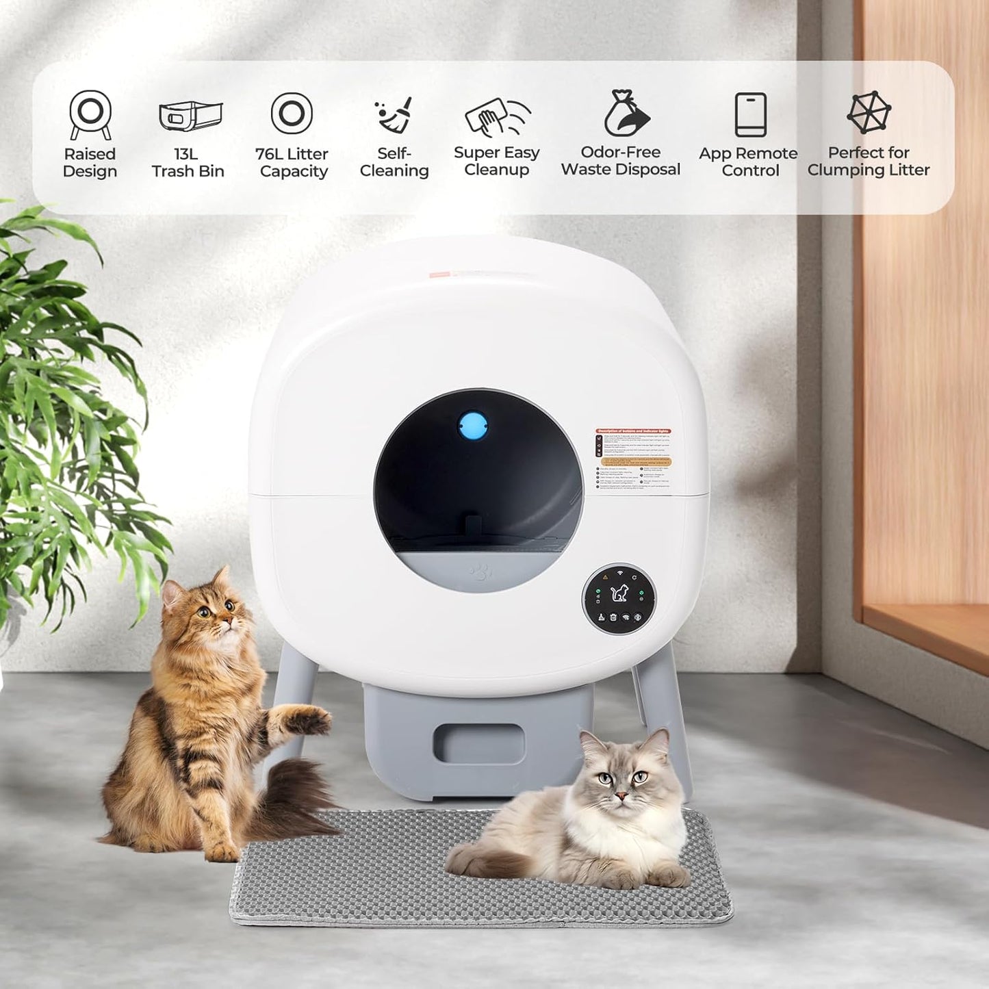 Heifriday Auto-Clean Smart Litter Box for Multiple Cats