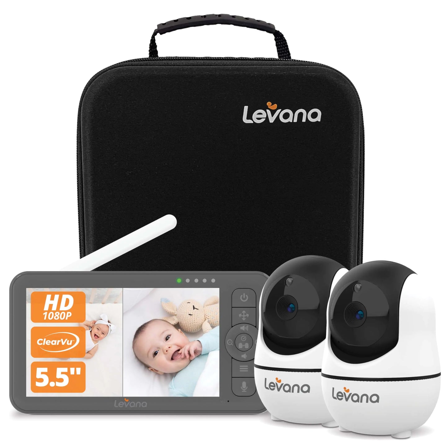 Levana Nala Dual HD Baby Cam System - 5.5” Monitor, PTZ, Night Vision