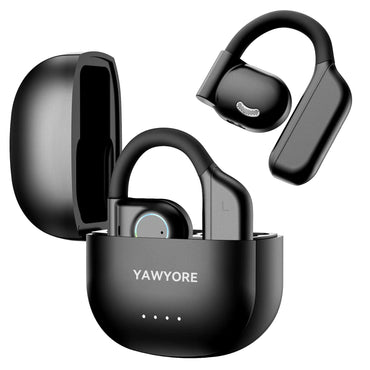 YAWYORE Open Ear Headphones Wireless Bluetooth 5.3 Earbuds with Earhooks Microphone